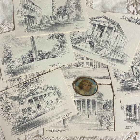 Vintage Other - Vintage hand drawn sketches of South Carolina Monuments Note Cards